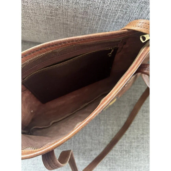 Vtg Brown Leather Shoulder Bag Boho Native American Polychrome Geometric Figure - Picture 6 of 11